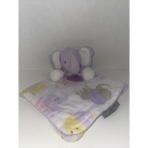 Blankets and Beyond Elephants Purple Gray Pink Baby Girl Security Blanket Lovey - Picture 1 of 7